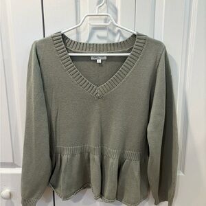 Grace & Lace Olive V-Neck Sweater